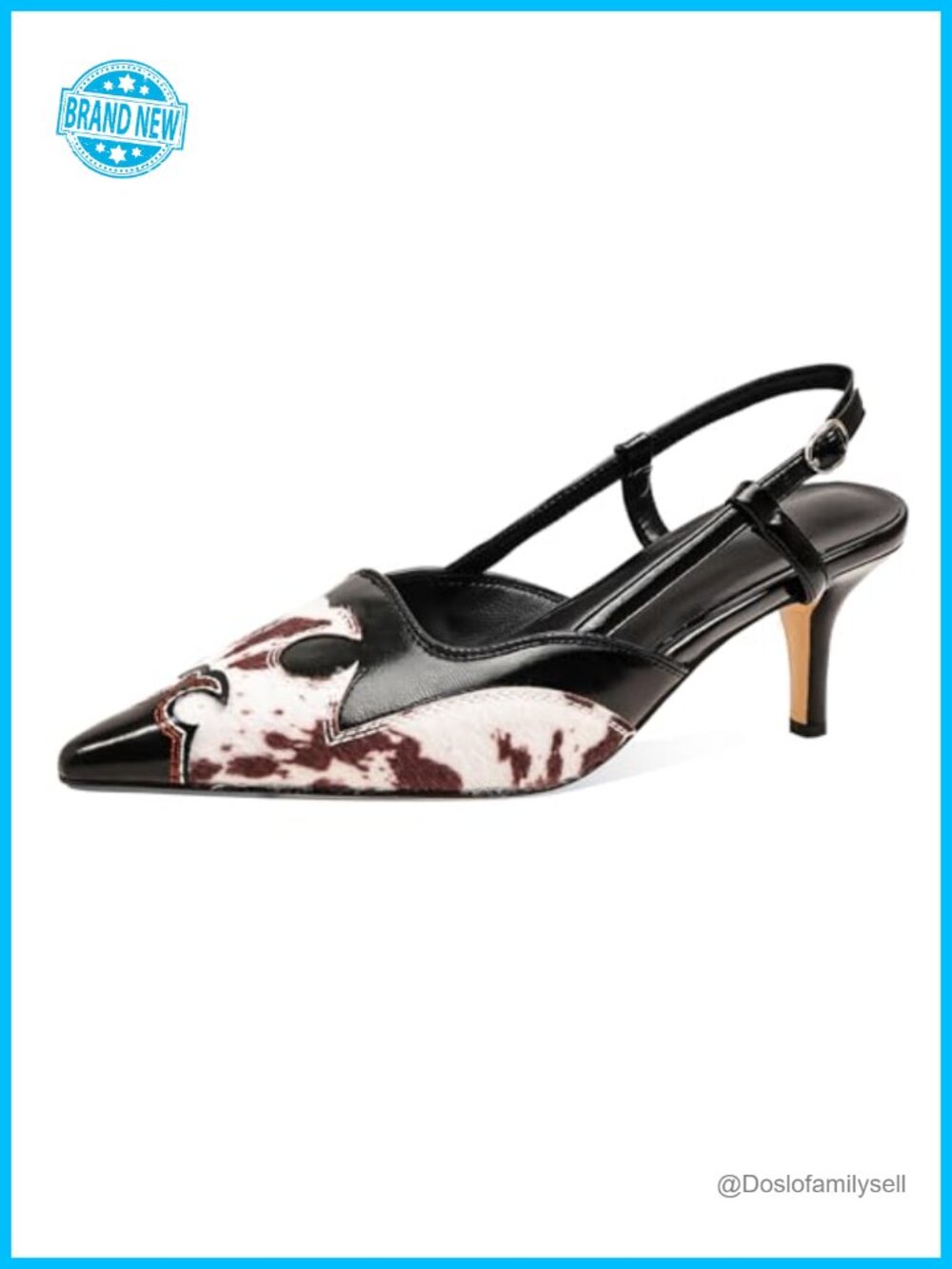 Western Embroidered Slingback Mules Low Heel Pointed Toe Slip-On Dress Sandals